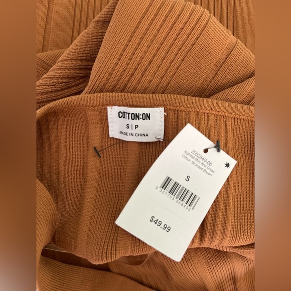 Bodycon Dress‎ Women’s S Fawn Brown Ribbed Mini Sleeveless NWT - Picture 6 of 8